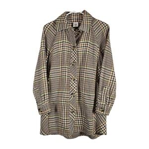 Cabi Shacket Womens XS Brown Plaid Yorkshire Button Up Long Oversized Pockets